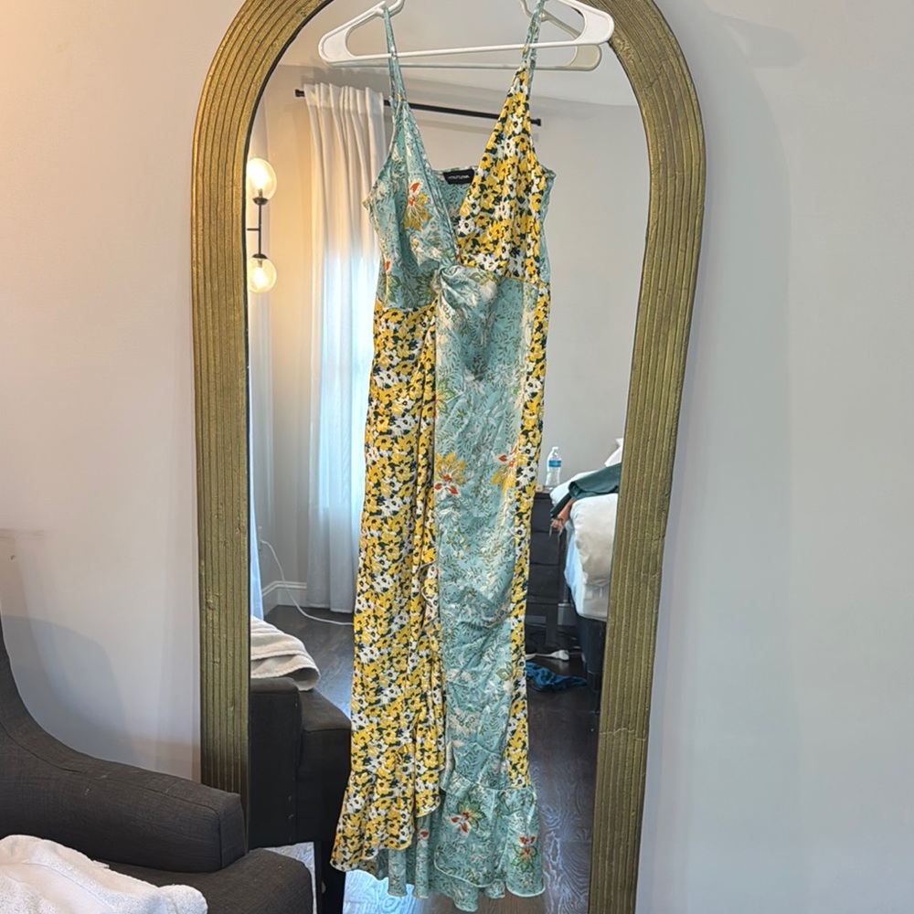 Floral Yellow and Green Dress